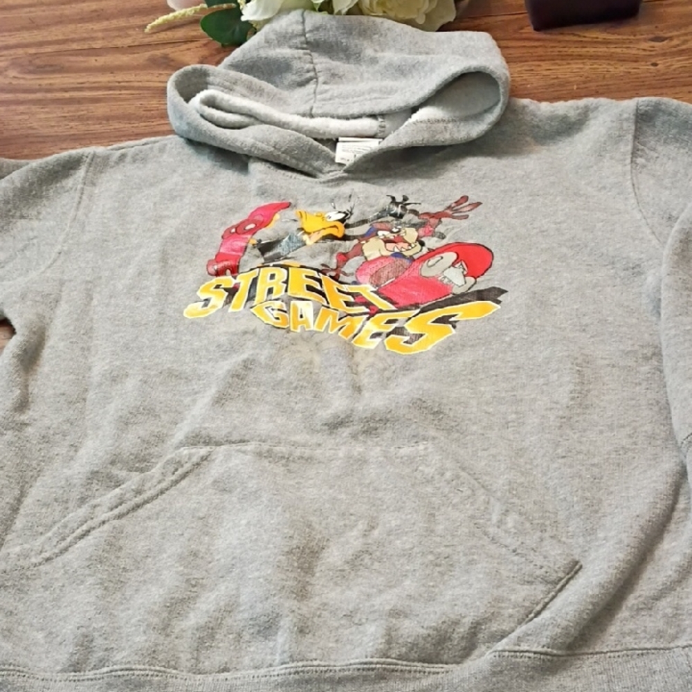 🌪️ Vintage 90s Warner Bros. Looney Tunes Taz & Daffy Street Games Hoodie
